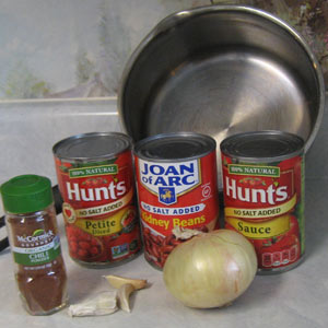 Comfort Food: Chili ingredients