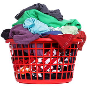 Laundry basket full of laundry
